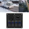 4 Gang Rocker   Panel 5Pin with Voltmeter 4.8A Dual USB Fast Charging Slot   for Car RV Yacht
