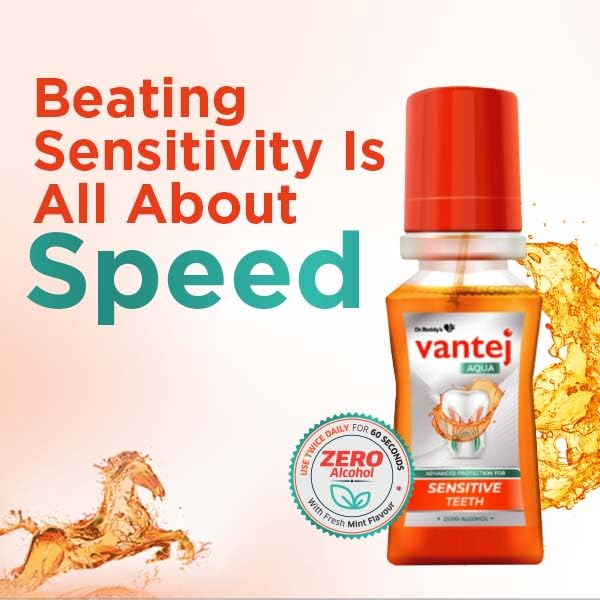 Vantej Dr. Reddy's Aqua Advanced Protection Mouthwash 100 Ml For Sensitive Teeth Fresh Minty Breath