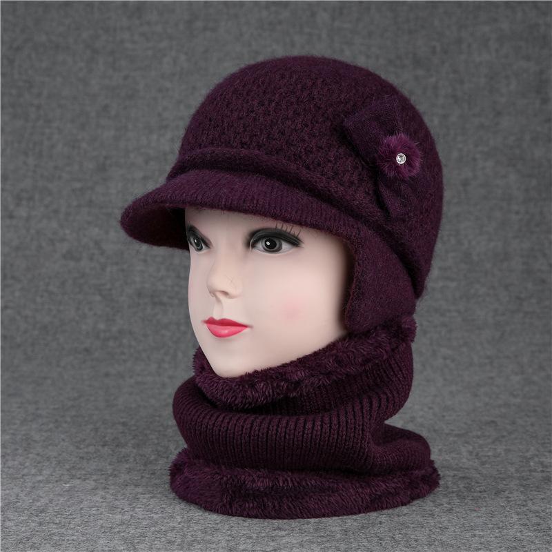 Hat Ladies Ear Protector Warm Wool Hat Winter Grandma Fleece Cold Hat