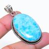 Natural Larimar Gemstone Handmade 925 Sterling Silver Jewelry Pendant 1.97" AP-15249