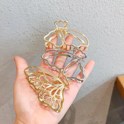 Fashion Butterfly Hair Claw Clips Hollow Zinc Alloy Golden/Silvery Butterfly Hair Clips Woman Hair Accessories