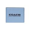3 IN 1 Wallet 11 Logo Printed Detachable ID Holder, Polished Pebbled Cow Leather, Card Holder Wallet, Women's Blue