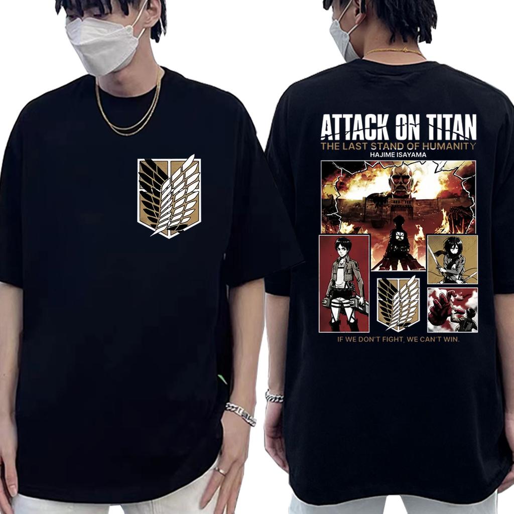 Anime Attack On Titan Mikasa Ackerman Eren Jaeger Funny T Shirts Men's Women Clothing Cotton Te