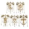 Elegant Indoor Hanging Decor Stained Glass Effect Blessing Suncatcher, Acrylic Angel Prayer Window Sun Catcher for Windows Ornament with Faux Crystal