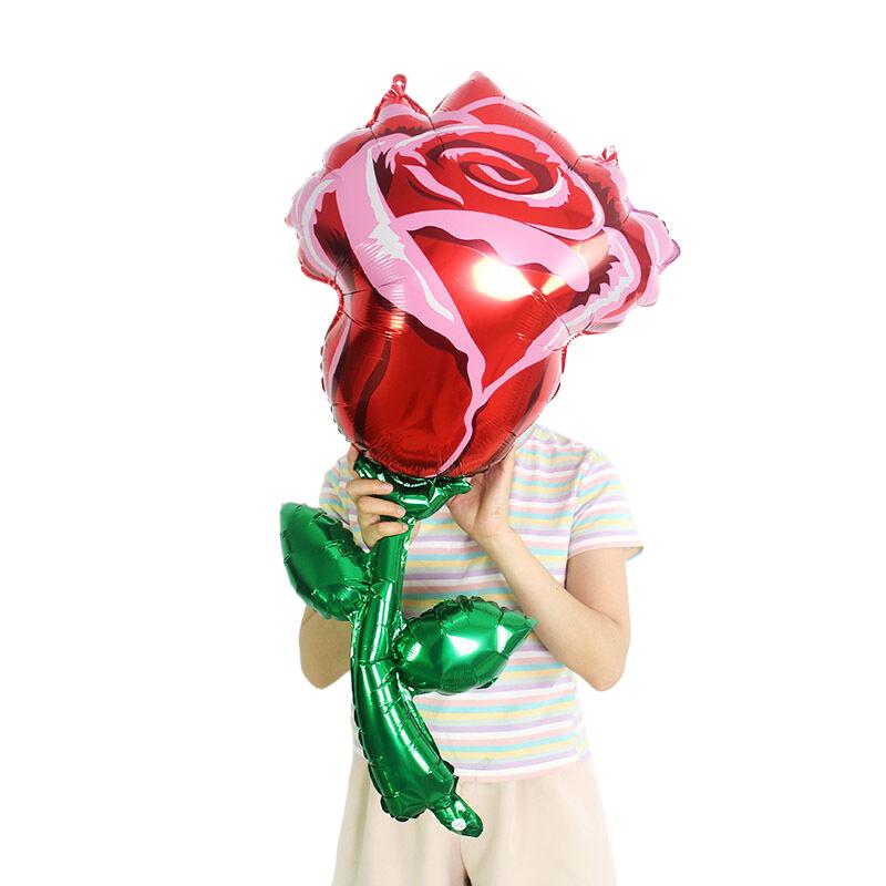 Rose Flower Aluminum Foil Balloon,Valentine'S Day Mother'S Day Flower Balloons Atmosphere Decoration Arrangement