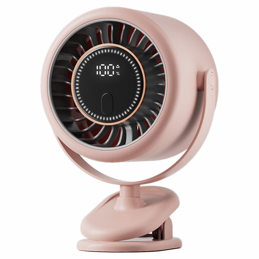 

T30 Portable Desktop Fan 3600mAh USB Rechargeable Digital Display Clip-On Personal Fan 6 Speeds Pink