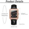 Men's Square Waterproof Watch: Roman Analogue Watch with Leather Strap, Antique Style, Simple and Stylish Square Watch for Men - Perfect Gift for