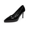 Waterproof Platform High Heels Stiletto Pointed Toe Single Shoes Fashion Patent Leather Business Women's Shoes
