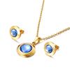 European & American Fashion Crystal Necklace & Earrings Gold Set