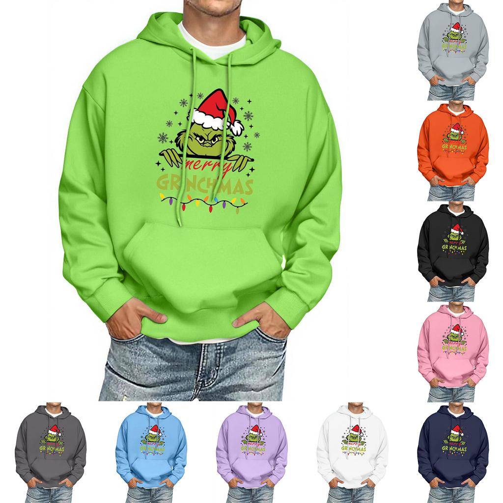 Men's Print Hooded Sweatshirt Long-Sleeve Casual Pullover Hoodie Hooded Sweatshirt