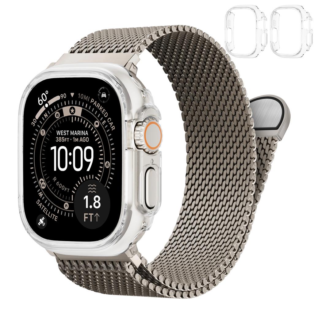 Voor Apple Watch Band Ultra2 3 49mm 45mm 42 46mm 40mm 44mm Milanese Armband iWatch series SE 11 10 9 8 7 Behuizing+Dikke Metalen Band