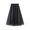 Pleated Tulle Flared High Elastic Plus Stylish Casual Night Solid Free Size [KANO SEIKA] Women's Skirt, Reversible, Sequined, Skirt, Long, Waist,