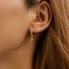 Women 18k Gold Plated Red Zircon Inlaid Delicate Versatile Ear Buckle Earrings
