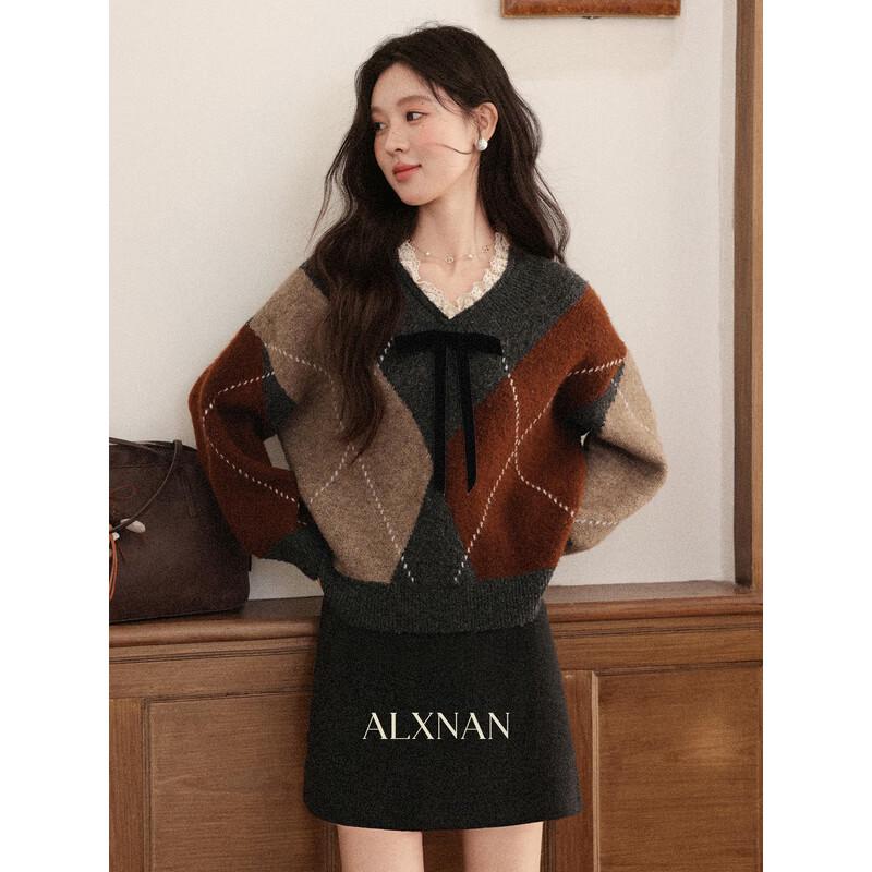 

Luxiangnan Mountain Moon Poetry Women s A-Line Wool Blend Mini Skirt M