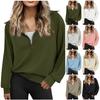 Autumn Winter Womens Oversized Sweatshirt Half Zip Hoodie Quarter Zip Long Sleeve
