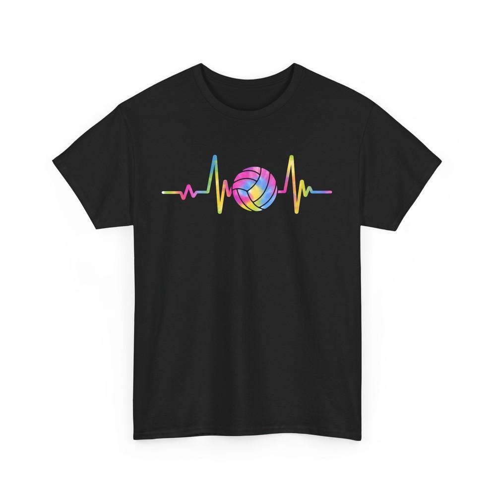 Volleyball T-shirt, Volleyball Ball Heartbeat Sports Lovers Tie Dye Cute Shirt