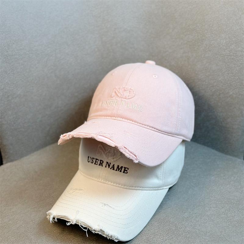 New American Baseball Cap for Men and Women Spring and Autumn Ripped Letter Embroidery Trendy Brand Casual Versatile Street Photography Couple Student