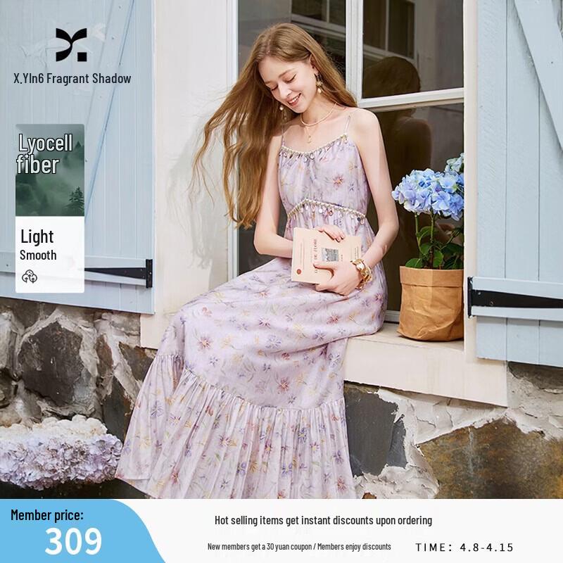 Women s Floral V-neck Sleeveless Chiffon Midi Dress M