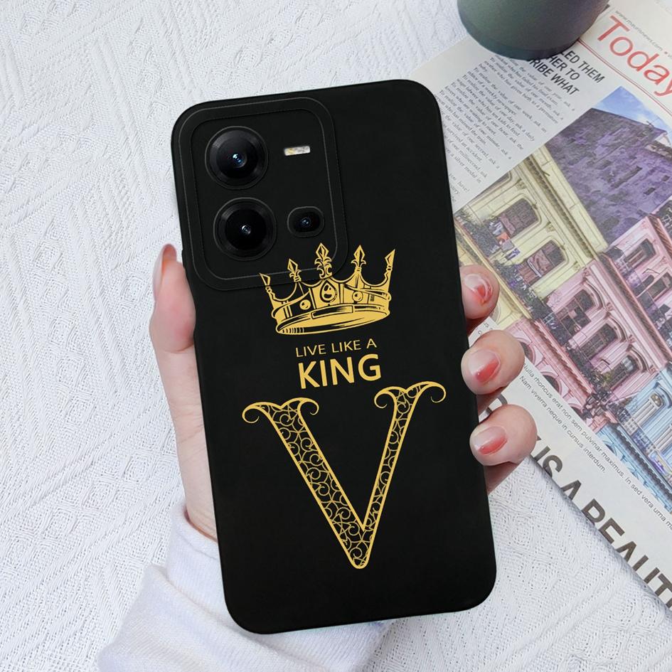 For Vivo V19 V19 Neo V27 Pro V25E V20 V21E V23E V20SE Case Shockproof Cover Luxury Letters Crown Square Soft Liquid Silicone For Vivo Bumper Shell