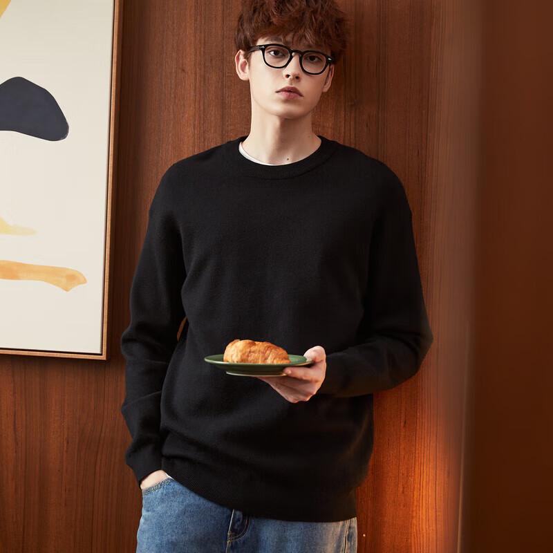 TonLion Men's 2023 Fleece-Lined Loose Round Neck Sweater