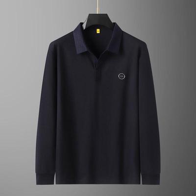 Dibenze Men's Plus Size Long-Sleeve Casual Business Polo Shirt