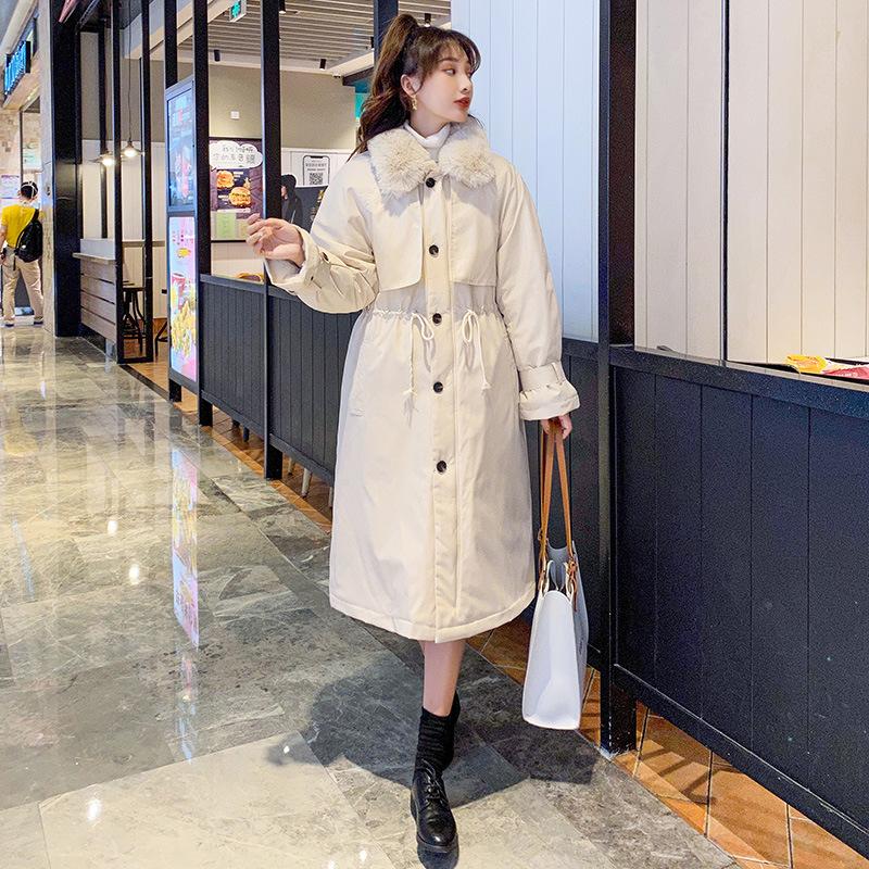 Long Parkas Korean Style Fashion Thickened Cotton Coat Female College Style Pie Overcoat Trench Coat Tide Womens Long Winter Parka