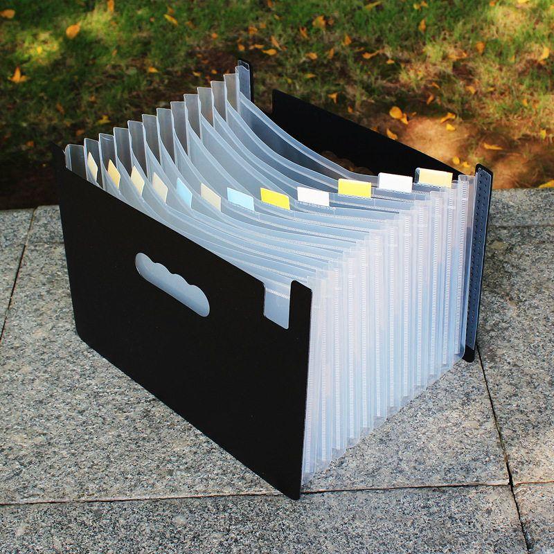 Retractable File Holder Vertical Satchel Folder A4 Paper Test Paper Classification Multi-Layered Material Desktop Storage Storage Clip