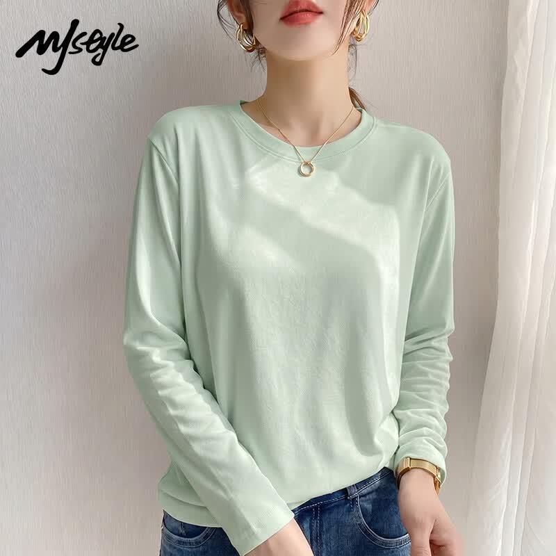 MJ STYLE Women's Pure Cotton Long Sleeve T-Shirt