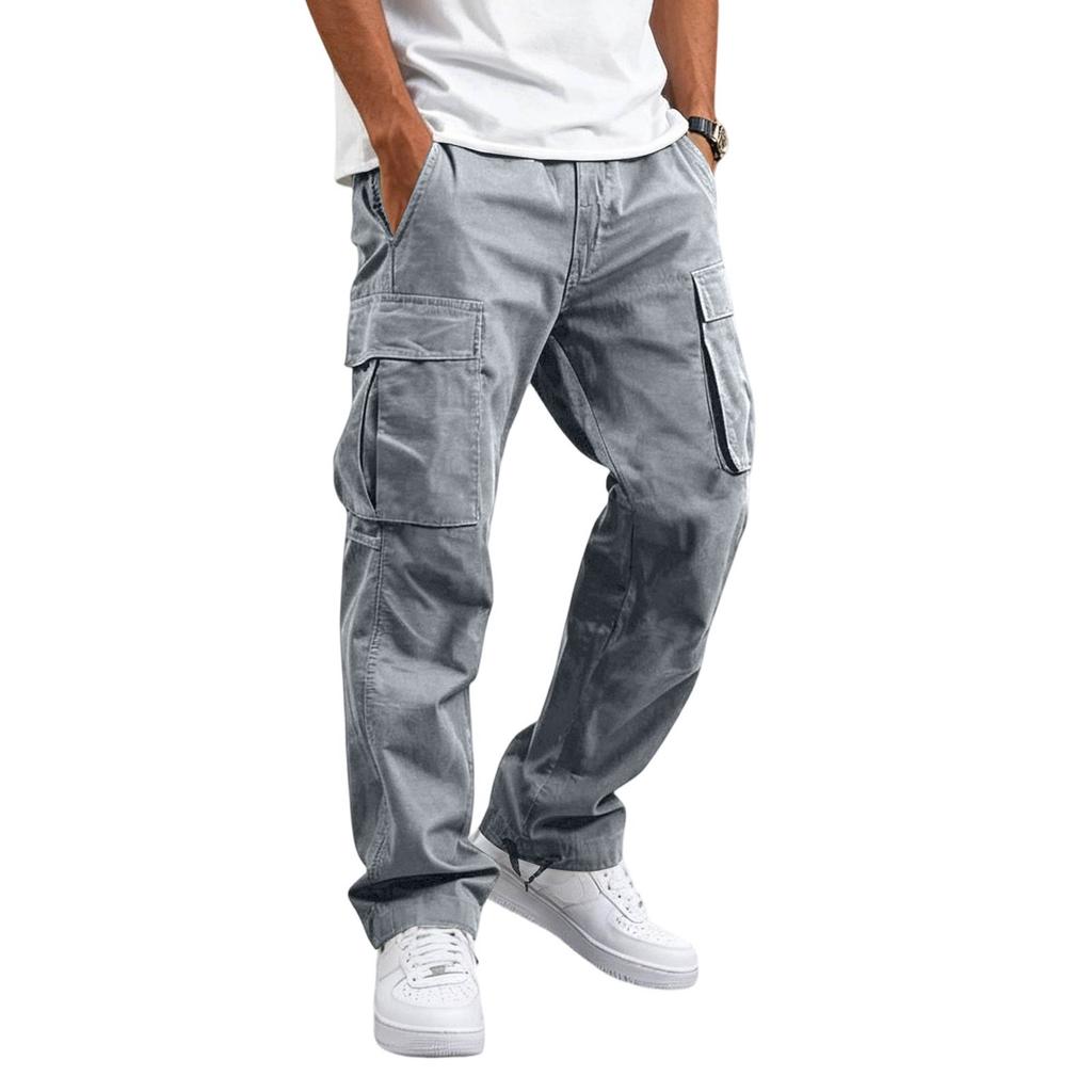 Men's Casual Cargo Pants Loose Fit Straight Leg Multi-Pocket