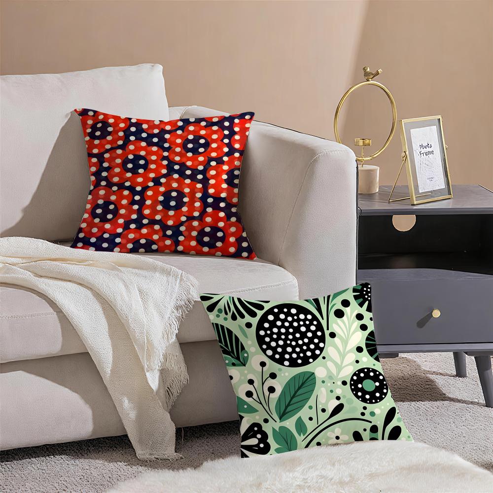 Retro Polka Dot Floral Pillow Retro Style Cushion Cover Throw Pillow Cover Hidden Button Durable Polyester Chair Cushion
