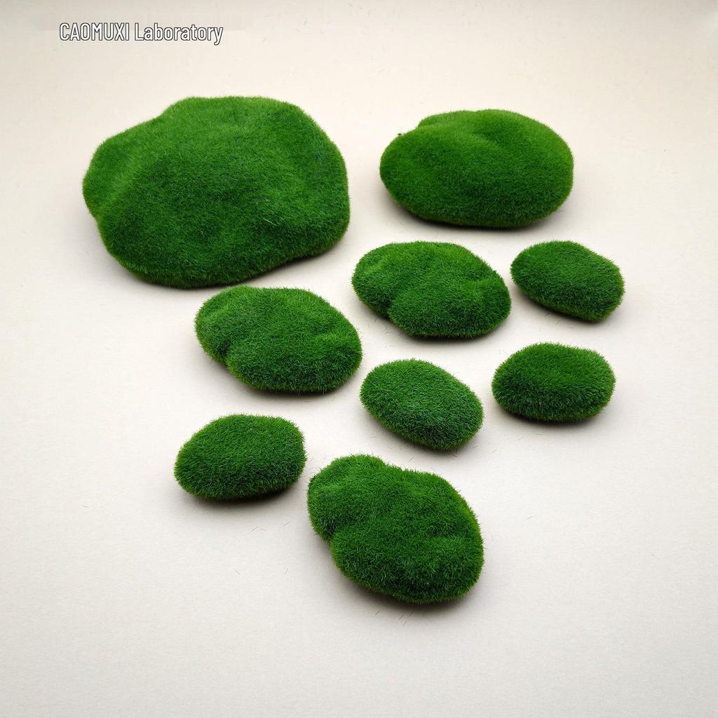 Flickering Miniature Moss-Flocked Stone Lawn Figurine