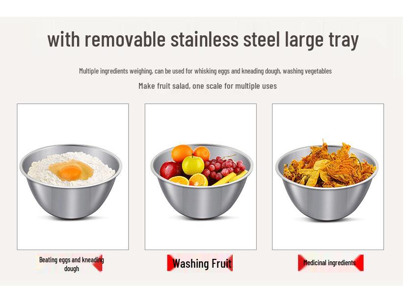 Stainless Steel Kitchen Scale with Bowl, 5kg/1g, 0.1g Precision Baking & Food Table Scale.