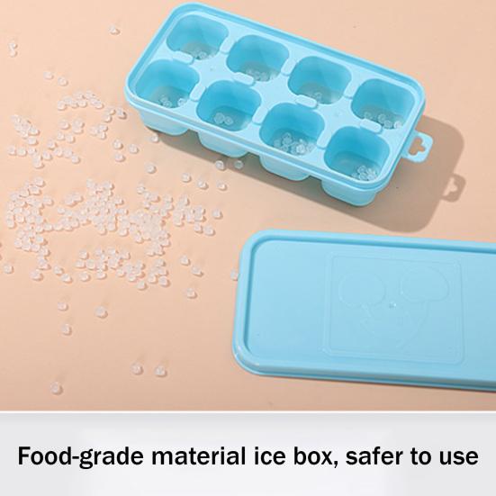 Eiswürfelform mit Deckel Stapelbare Eiswürfelformen für Gefrierschrank Ein-Klick-Entriegelung Versiegelter Eiswürfelbereiter für den Heimgebrauch