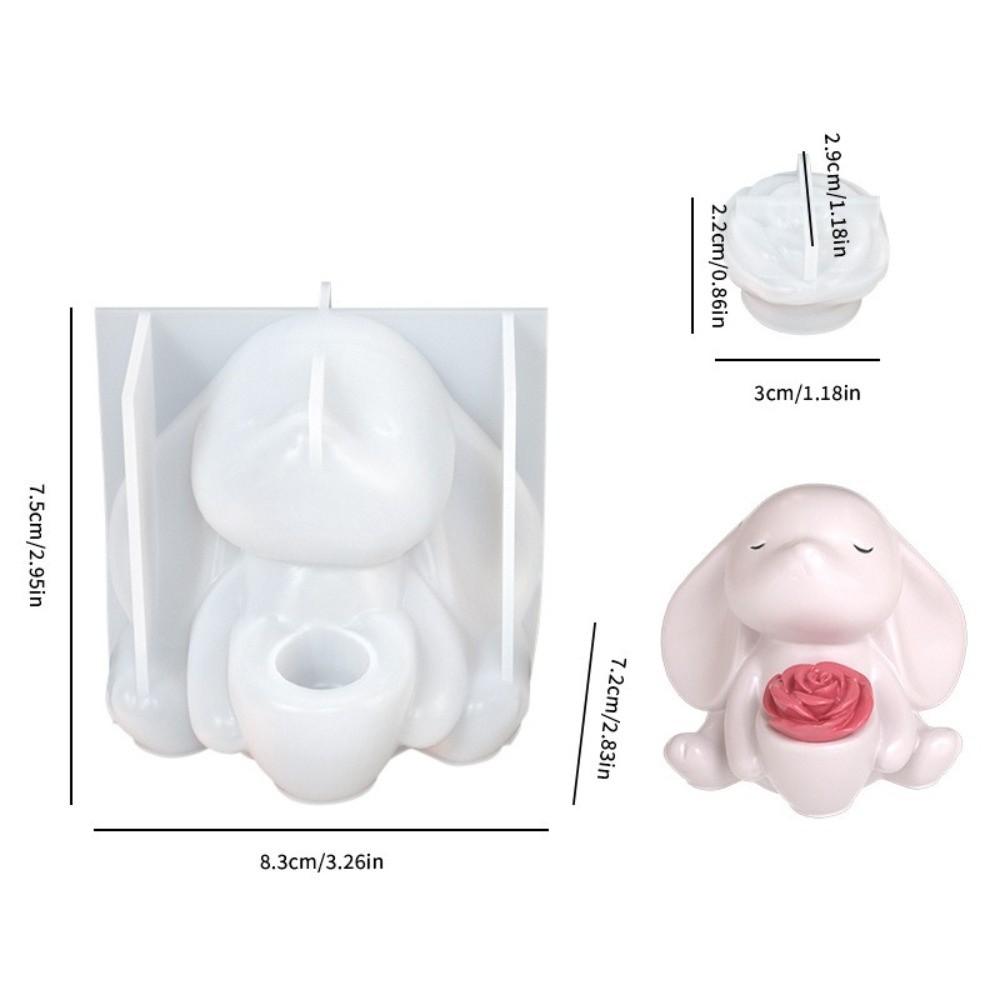 Non-Stick Easter Bunny Silicone Mold Heat Resistant 3D Rabbit Mold  Candle Making