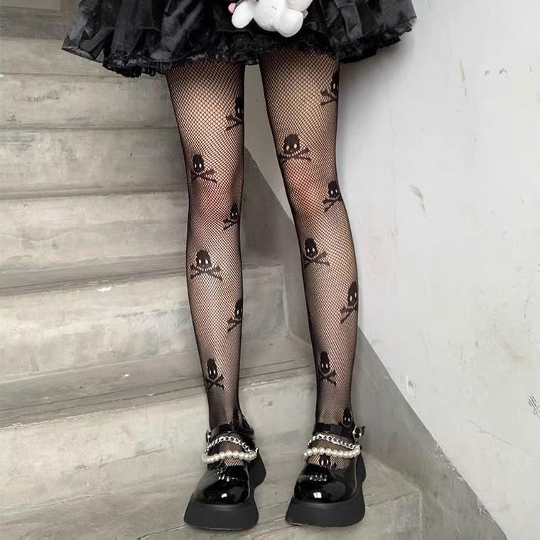 Czarne Jedwabne Koronkowe Kabaretki Lolita dla Kobiet - Odporne na Zaciągnięcia, Mikropresja, Piękne Nogi