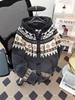Unisex Fair Isle Horn Button Hooded Knit Cardigan Coat - Autumn/Winter Korean Style