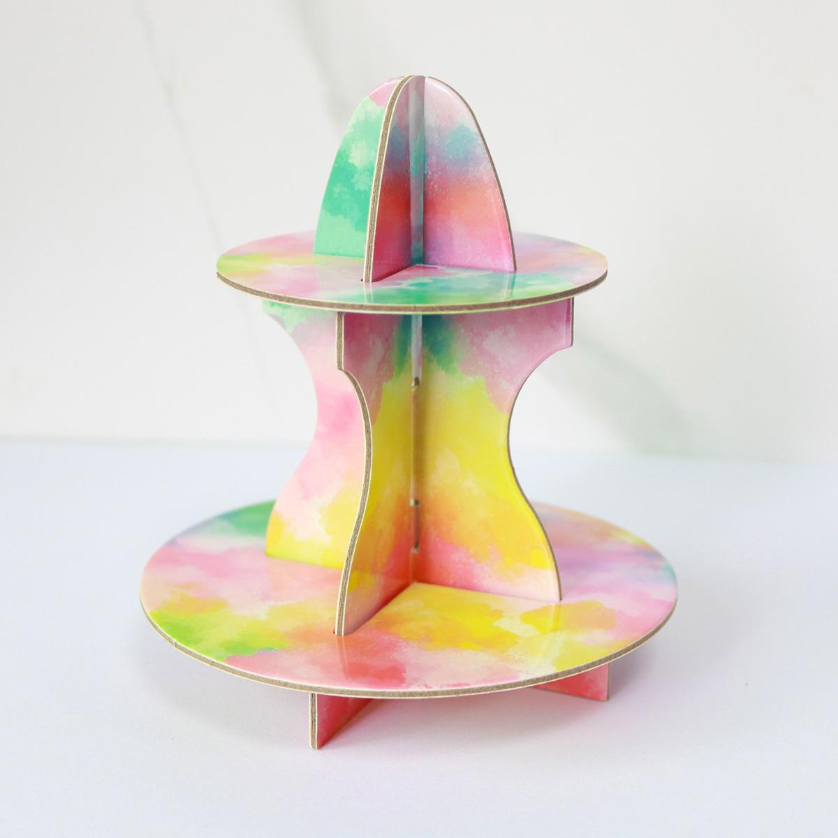 

Children S Birthday Desktop Decoration Dessert Table Double-Layer Cake Stand Snack Holder Custom Three-Dimensional Graffiti small cake rack 1