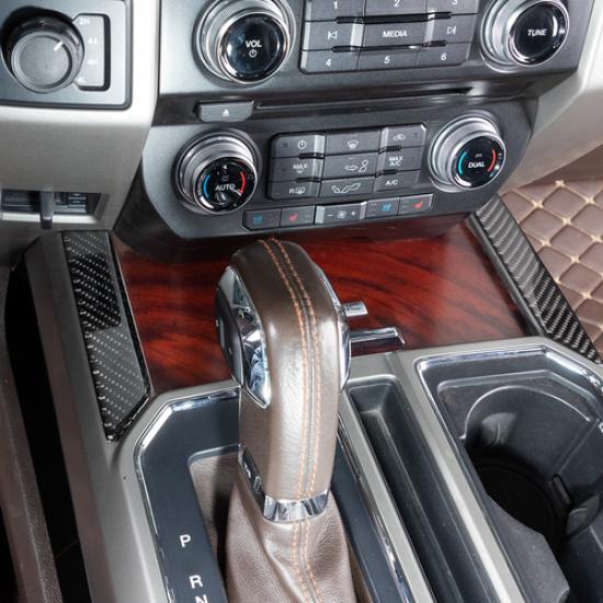 Carbon Front Gear Shift Storage Box Side Trim Decor Strips for 2015-20 Ford F150