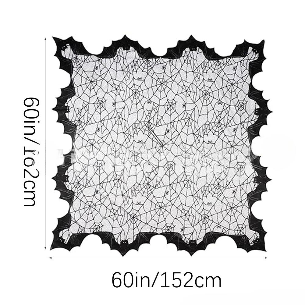 2025 New Women Halloween Shawl Spider Web Black Lace Mesh Bat Halloween Home Party Decoration Cloak for Halloween Cosplay