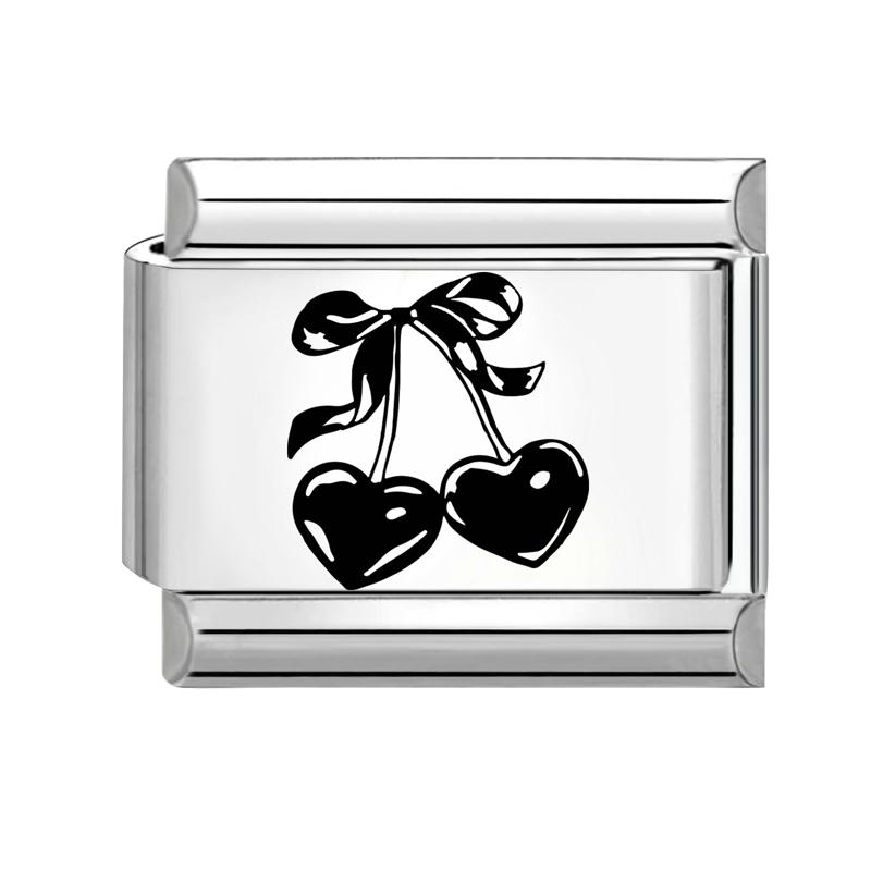 Fashion Cheese Painting Plate Lovely Cat Ball Heart Eyes Laser Engraving Charm Links Fit 9mm Stainless Steel Bracelet DIY Making