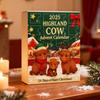 Highlandská kráva Adventní kalendář 2025 24denní krabička pro odpočítávání Vánoc s ozdobami Multifunkční dekorace na stromeček a sváteční zábava pro děti