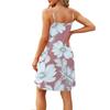 Mode Damen Sommerkleid Vintage Blumendruck Verstellbare Spaghettiträger Strandurlaub Freizeitkleid mit Taschen