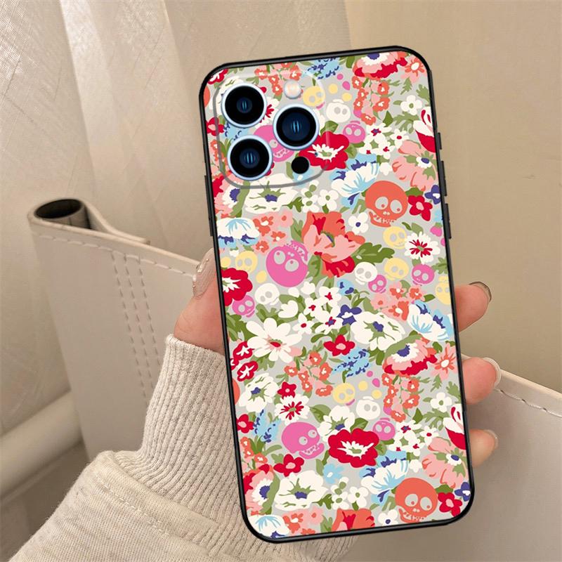 Floral Theme Pattern Phone Case For iPhone 17 16 15 13 11 12 14 Pro Max mini 15 16 Plus 16e 17 Air Cover Coque