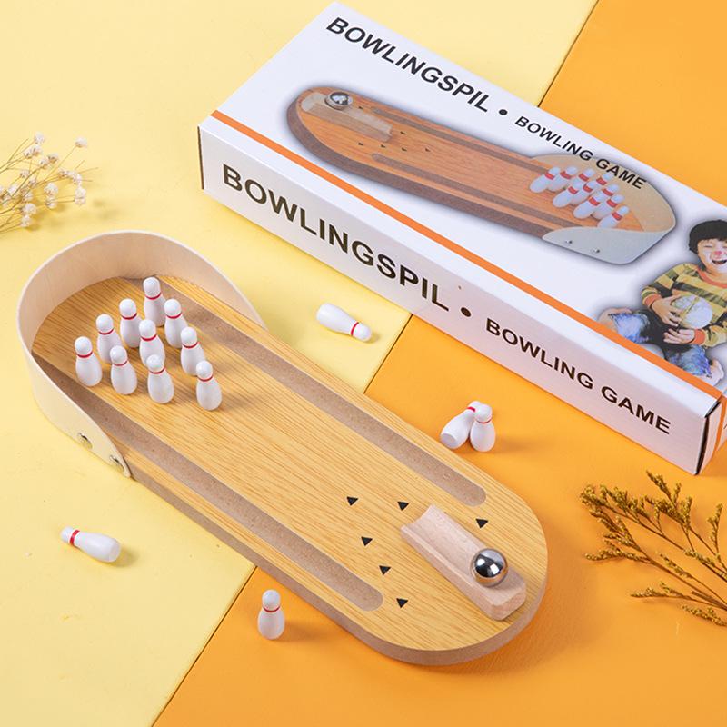 Educational Wooden Mini Bowling Game: Parent-Child Interactive Stress Relief Indoor Toy