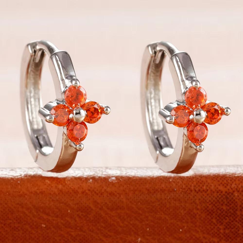 Fashion 6/8/10mm Stainless Steel Zircon Flower Hoop Earring Small Gold Color Circle Hoops Huggie Piercing Earring Trendy Jewelry