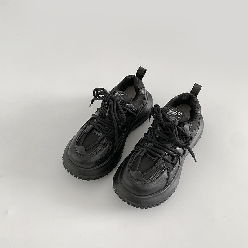 

Белые туфли на толстой подошве для папы, женские, ретро, 2025, новые осенние универсальные легкие кроссовки для студентов 40 чёрный