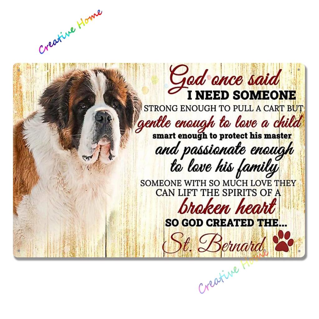 Metal Tin Sign Wall Decor St. Bernard Dog Bubble Bath Record Coffee Hanging Plaque Aluminum Signage Posters 8x12 Inch