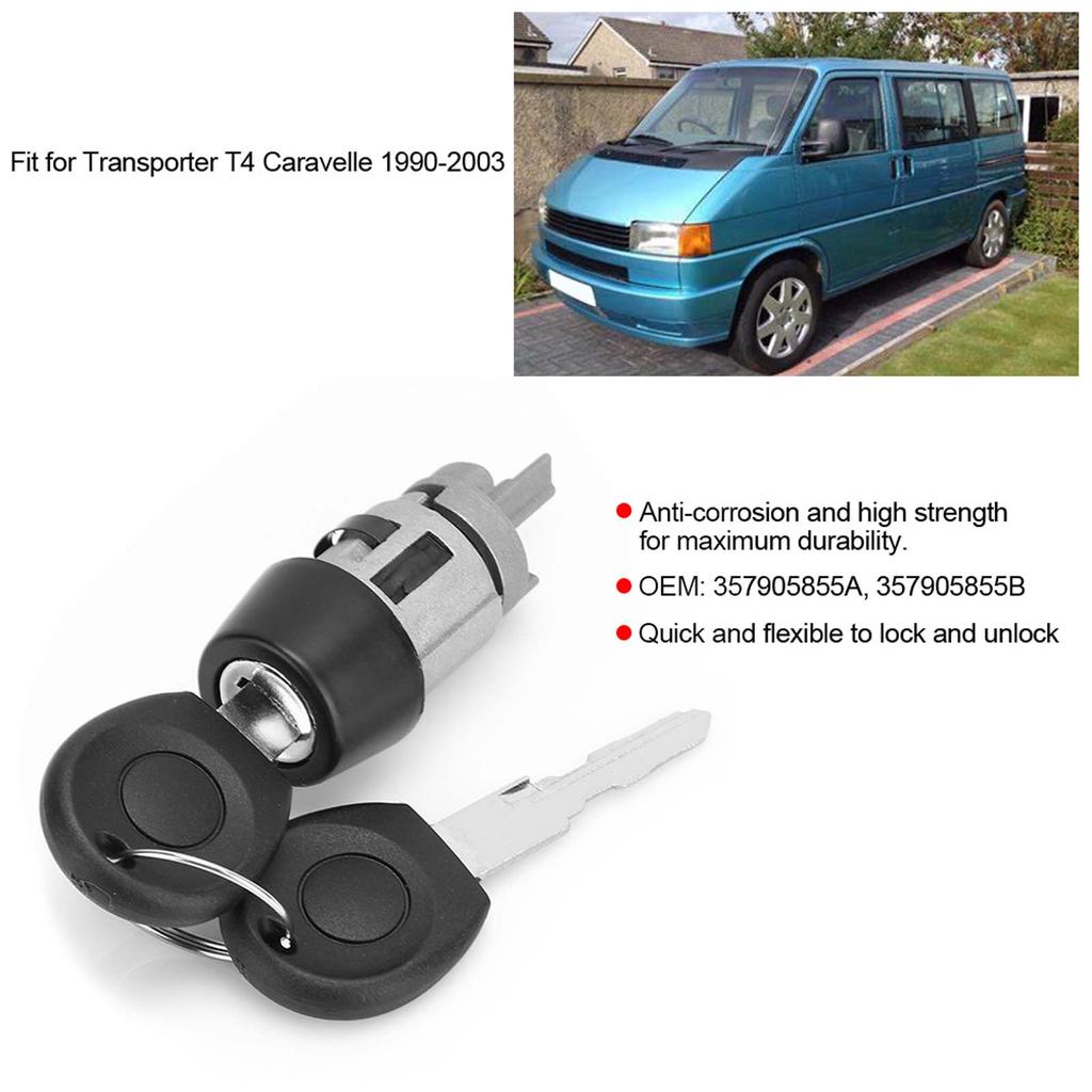 Ignition Lock Cylinder & Key Fit for Transporter T4 Caravelle 1990 2003 357905855A