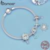 BAMOER 925 Sterling Silver Wing Heart Series Guard of Love Moonstone Charms for Women Original Bracelet Fine Jewelry