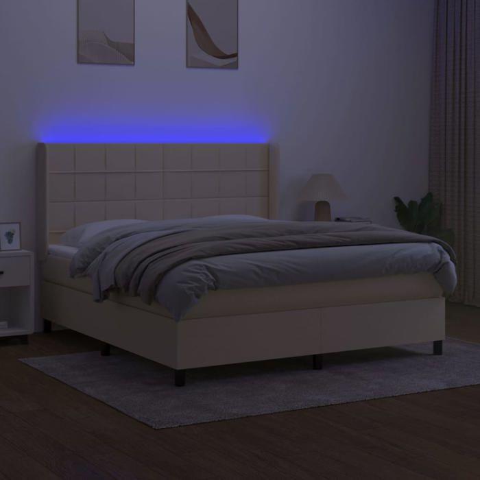 VidaXL Sommier à Lattes de Lit avec Matelas et LED, Lit Rembourré, Lit Double, Lit Adulte de Chambre à Coucher Intérieur, 3138338